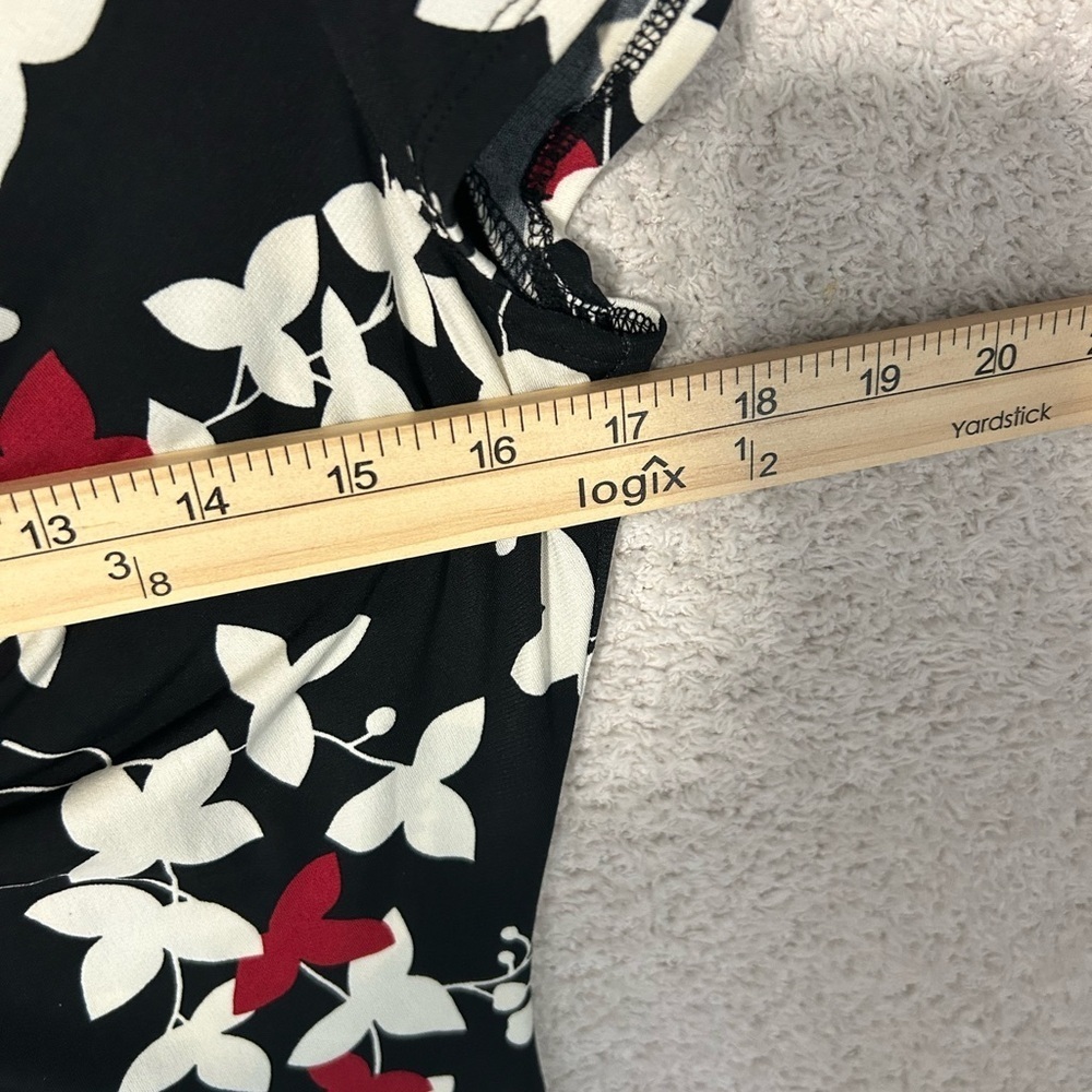Maggie L black white & red floral dress cap sleeves women's S 10 Wedding Career - Picture 2 of 6